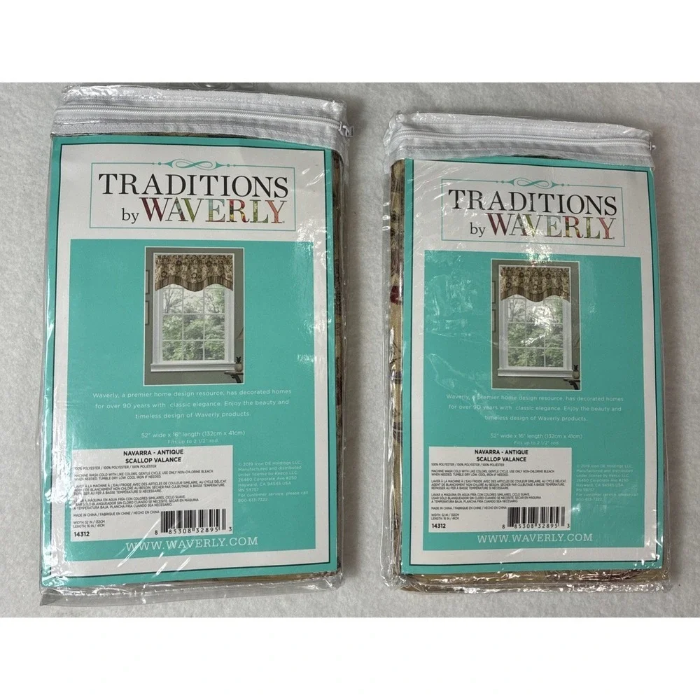 2X Traditions by Waverly Navarra Antique Scallop Valance Rod Pocket 52